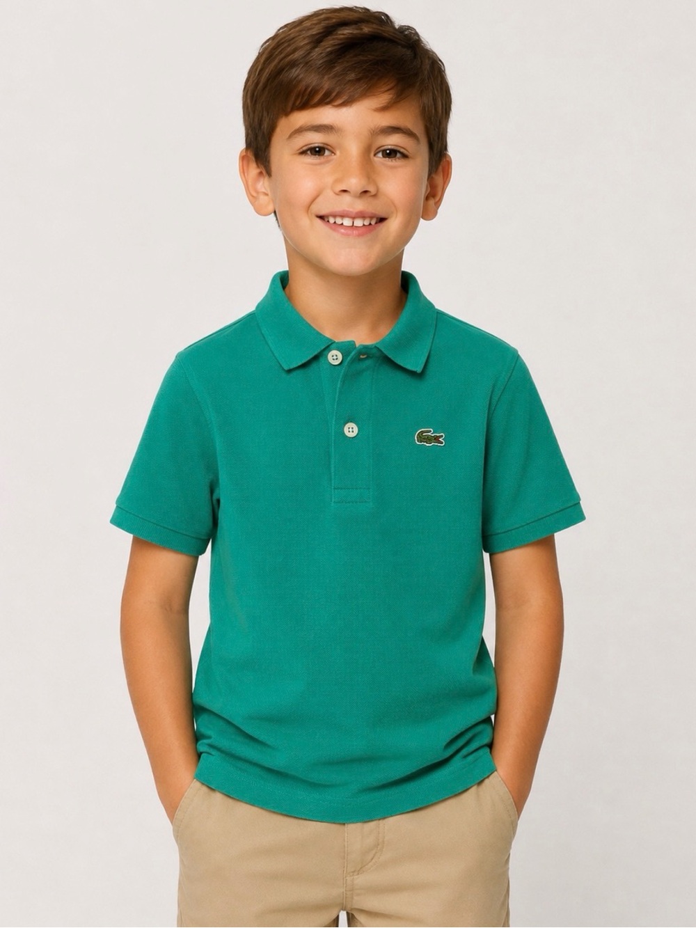 Lacoste Boys' Teal Green Short Sleeve Polo